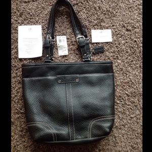 Black pebbled leather Coach purse